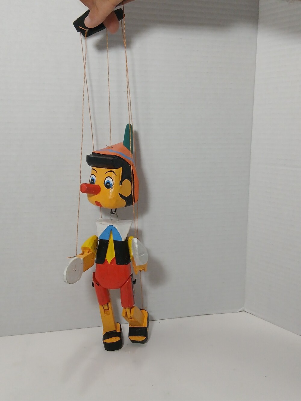 Vintage Wooden Pinocchio Marionette String Puppet Hand Painted Jointed Toy READ